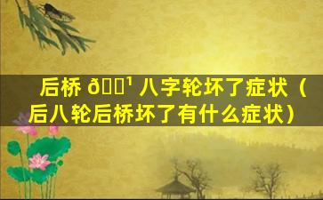 后桥 🌹 八字轮坏了症状（后八轮后桥坏了有什么症状）